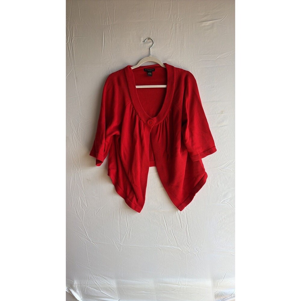 Sydney Easton Woman Red Knit Shrug Bolero Cardigan Plus Size 2X